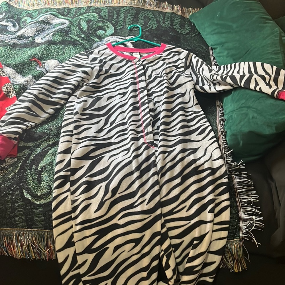 Zebra print pajama onesie